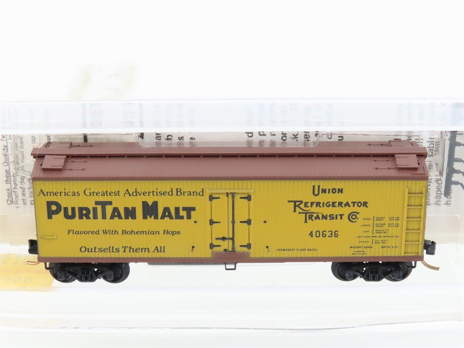 N Scale Micro-Trains MTL 49350 URTC Puritan Malt 40' Wood Reefer #40636