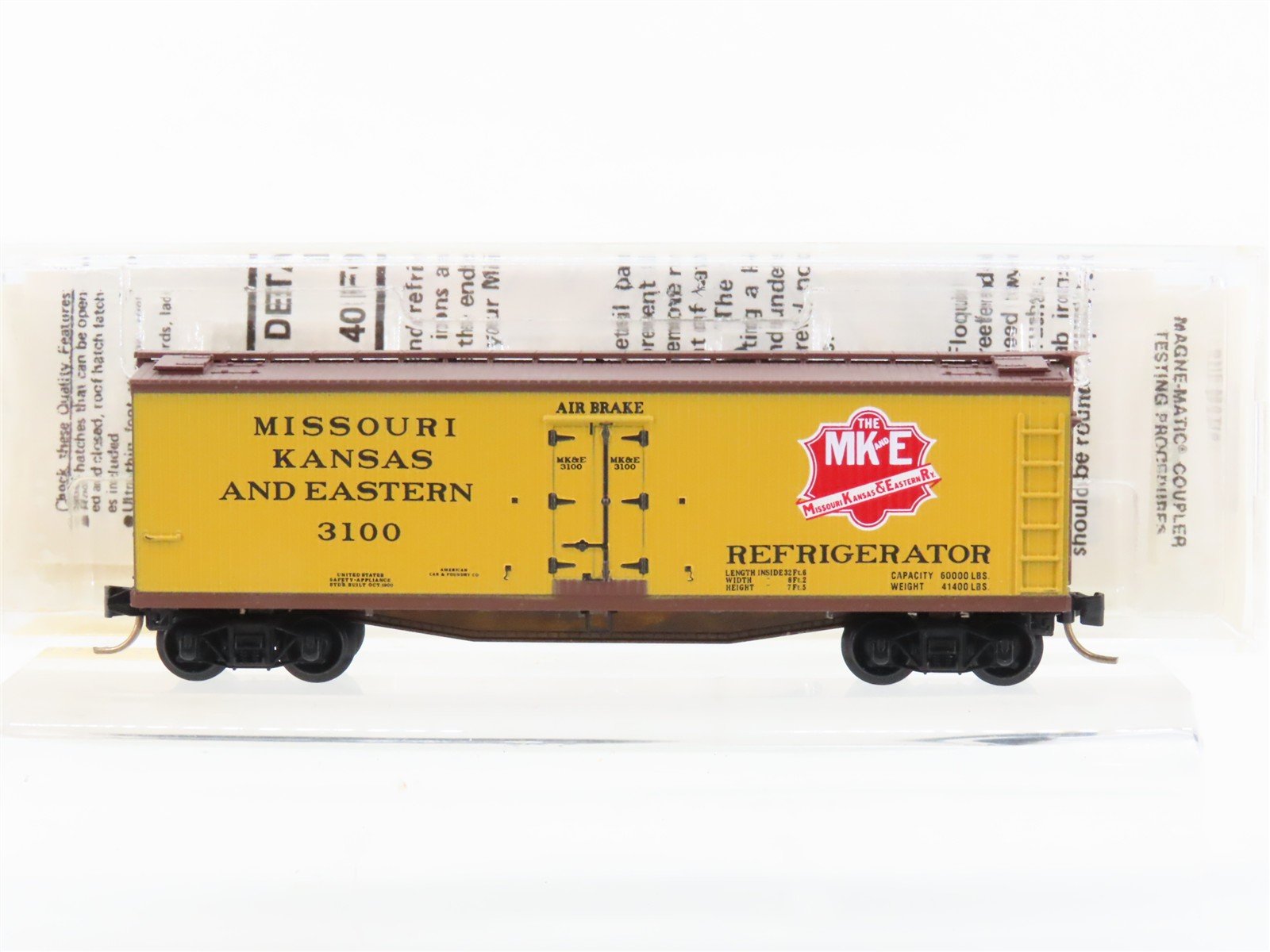 N Scale Micro-Trains MTL 49360 MK&E Missouri Kansas & Eastern 40' Reefer #3100