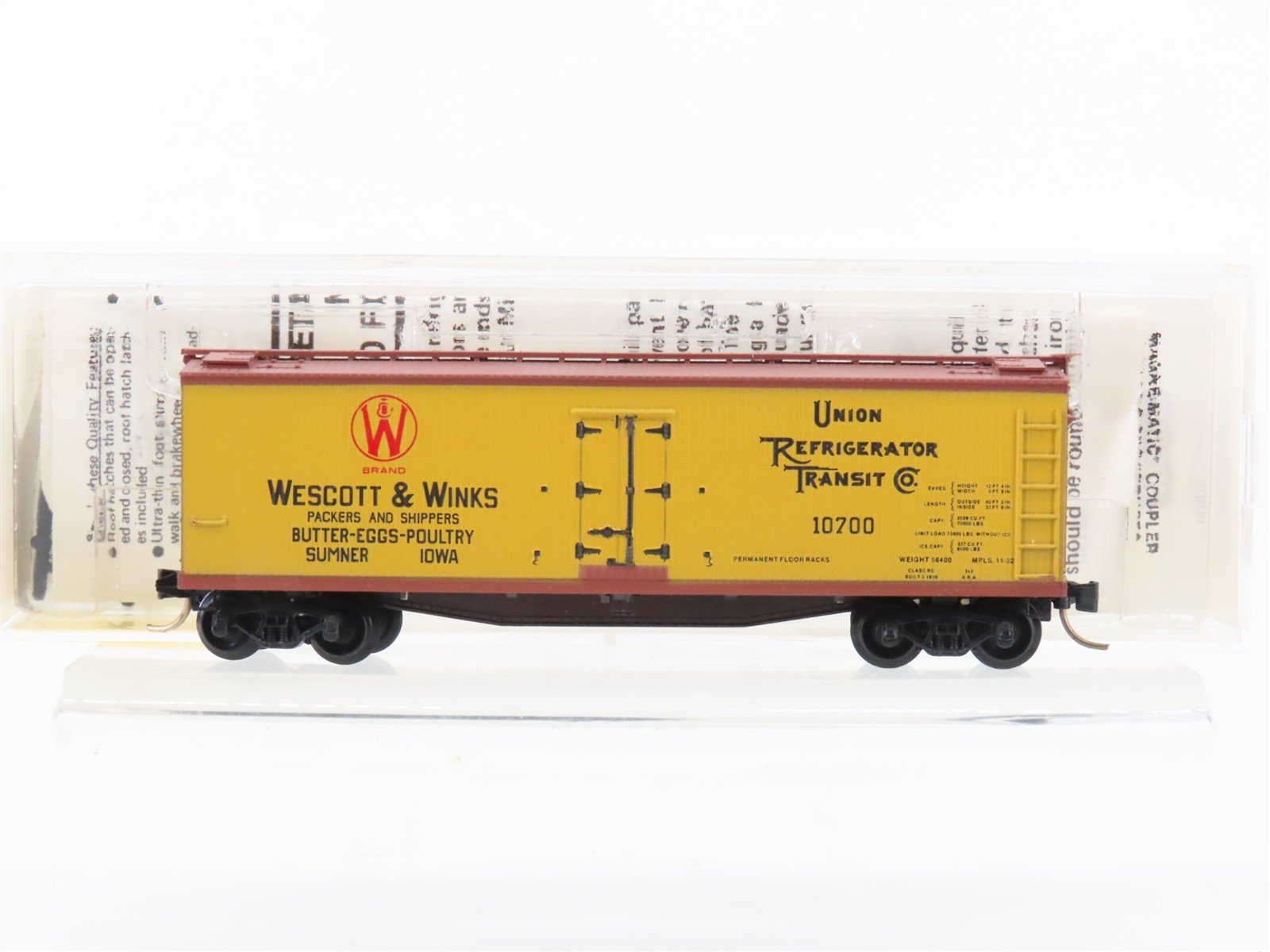 N Scale Micro-Trains MTL 49380 URTC Wescott & Winks 40' Wood Reefer #10700