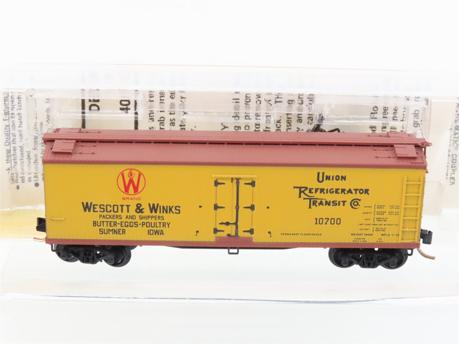 N Scale Micro-Trains MTL 49380 URTC Wescott & Winks 40' Wood Reefer #10700