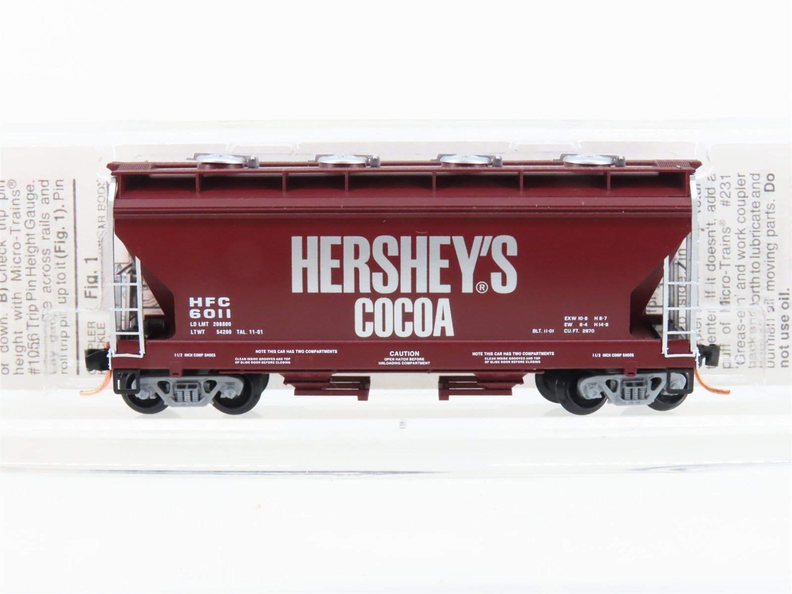 N Scale Micro-Trains MTL 92150 HFC Hershey's Cocoa 2-Bay Covered Hopper #6011