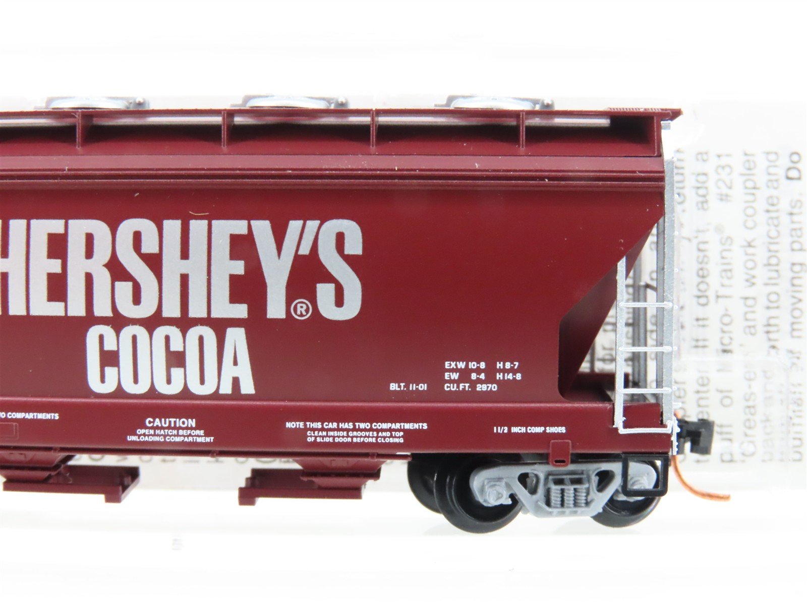 N Scale Micro-Trains MTL 92150 HFC Hershey's Cocoa 2-Bay Covered Hopper #6011