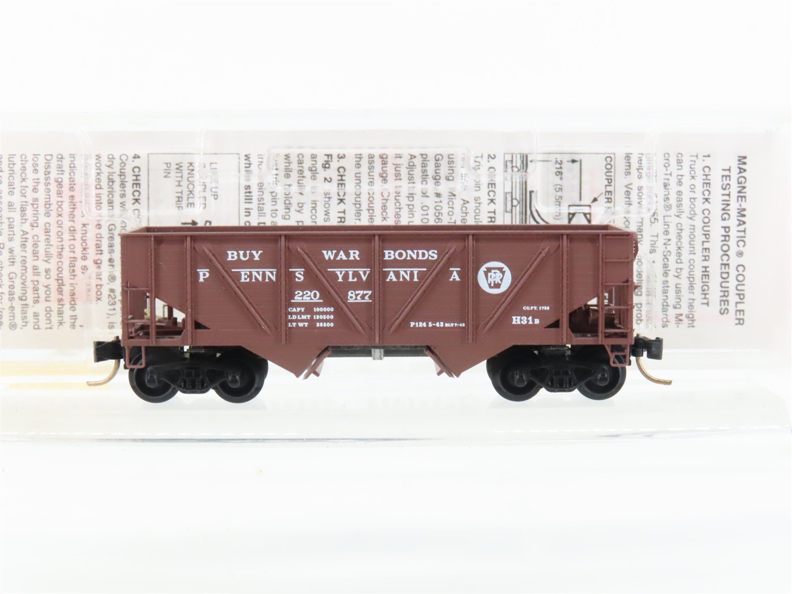 N Micro-Trains MTL 57100 PRR Pennsylvania "War Bonds" 2-Bay Open Hopper #220877