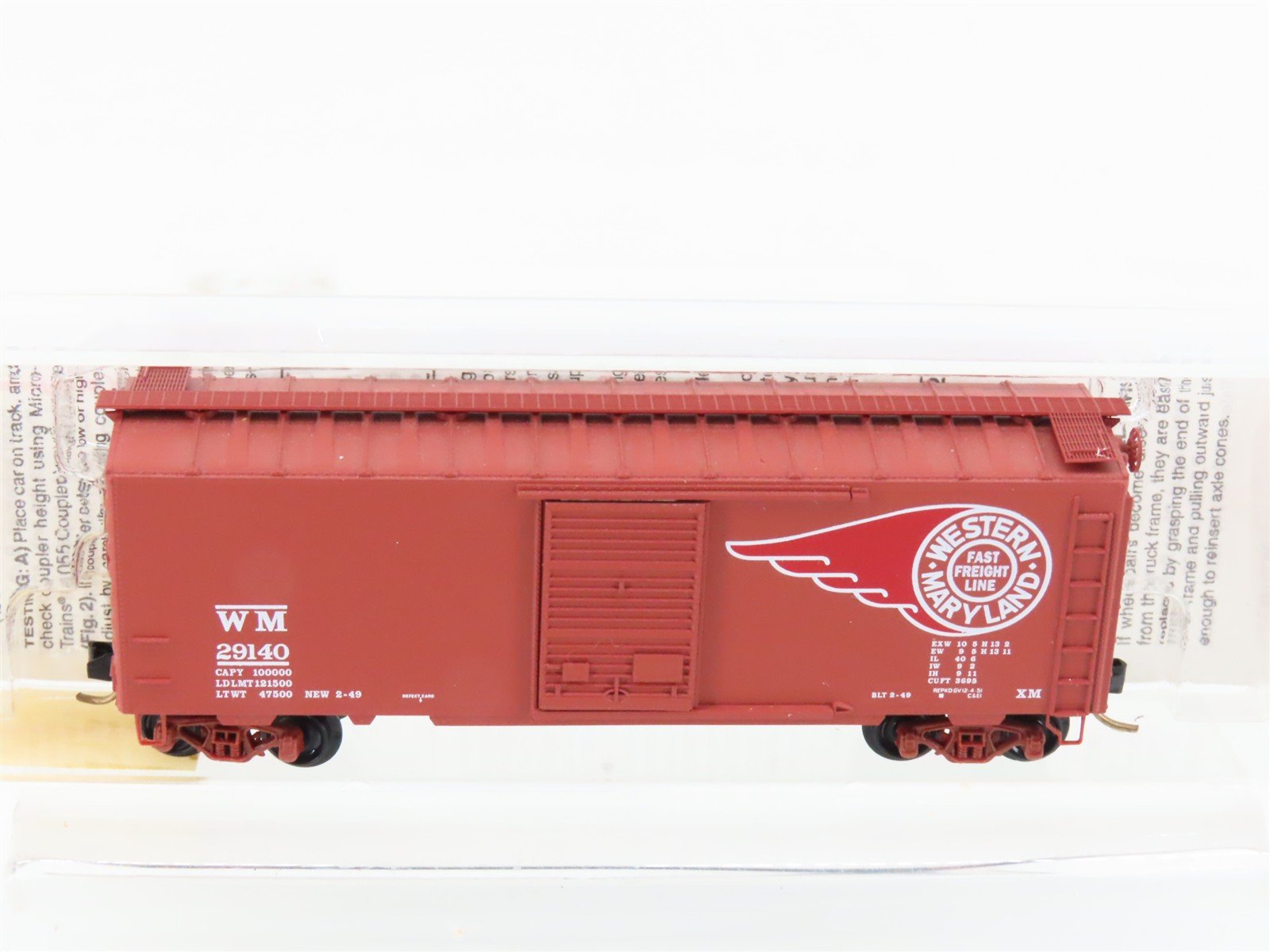 N Micro-Trains MTL 20396 WM Western Maryland Fast Freight 40' Box Car #29140