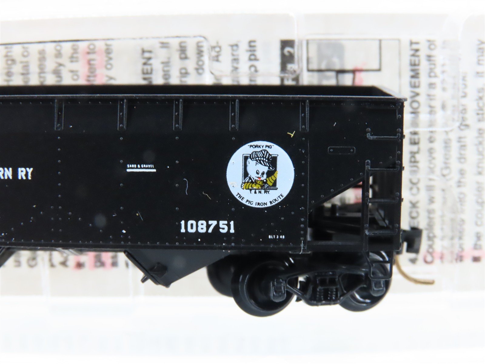 N Scale Micro-Trains MTL 55350 T&N The Pig Iron Route 2-Bay Open Hopper #108751