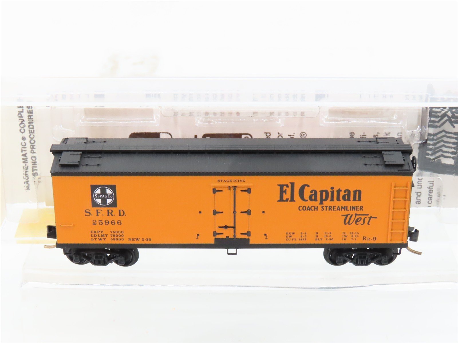 N Scale Micro-Trains MTL 47210 SFRD Santa Fe El Capitan 40' Wood Reefer #25966