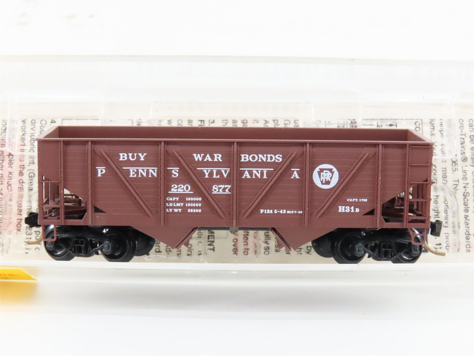 N Micro-Trains MTL 57100 PRR Pennsylvania War Bonds 2-Bay Open Hopper #220877