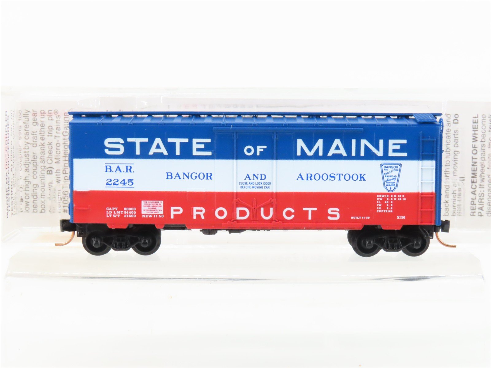 N Scale Micro-Trains MTL 21020 BAR State Of Maine 40' Plug Door Box Car #2245