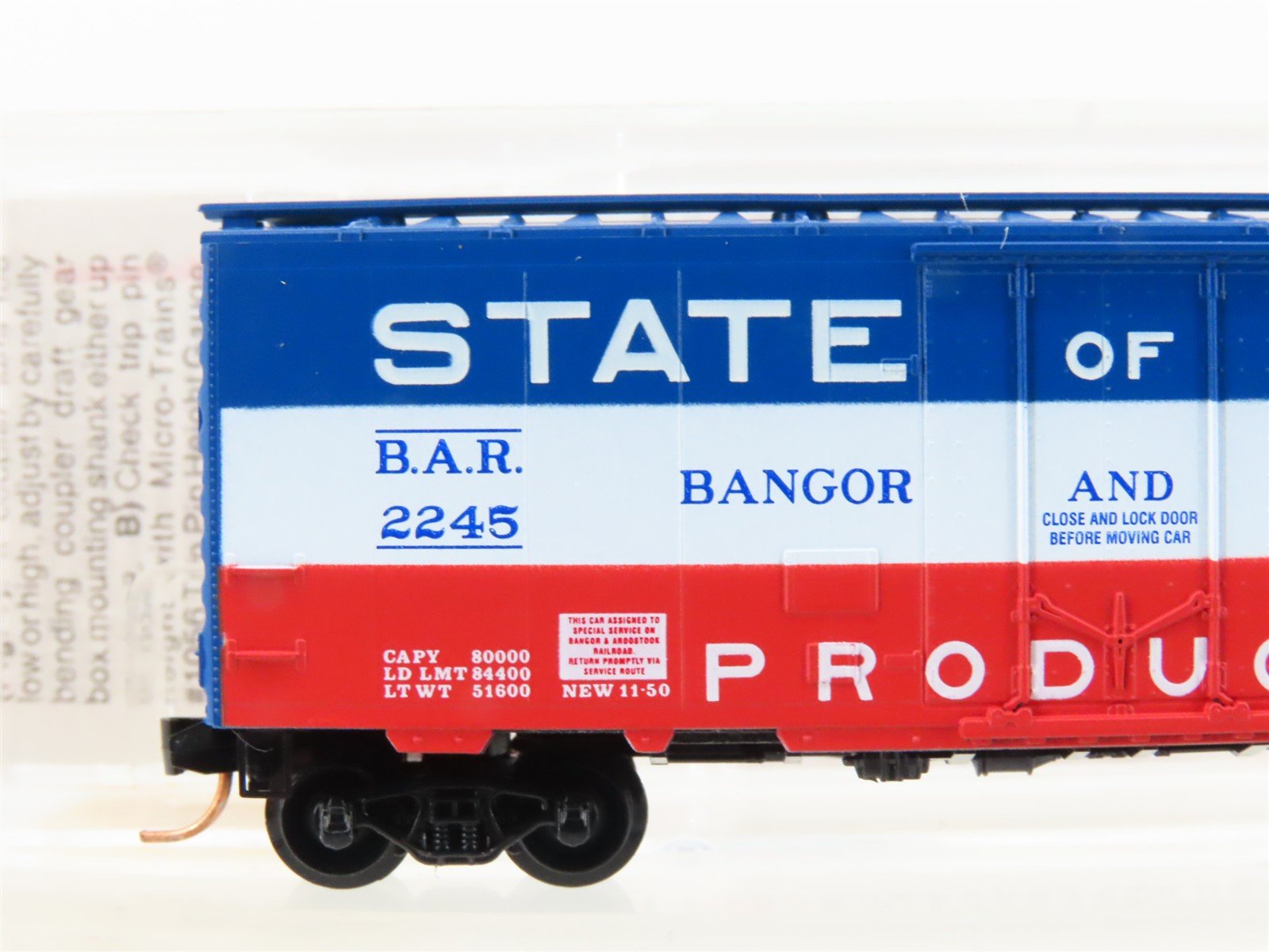 N Scale Micro-Trains MTL 21020 BAR State Of Maine 40' Plug Door Box Car #2245