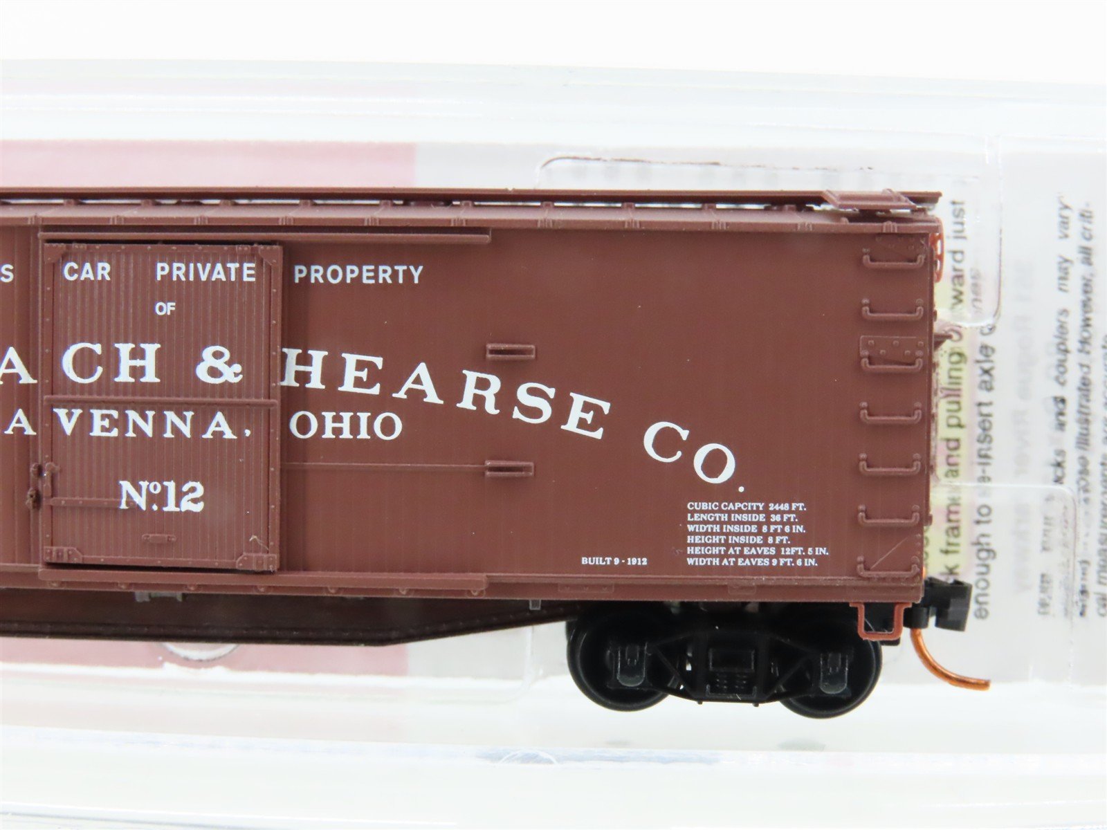 N Scale Micro-Trains MTL Special Run Riddle Coach & Hearse Co. Box Car #12