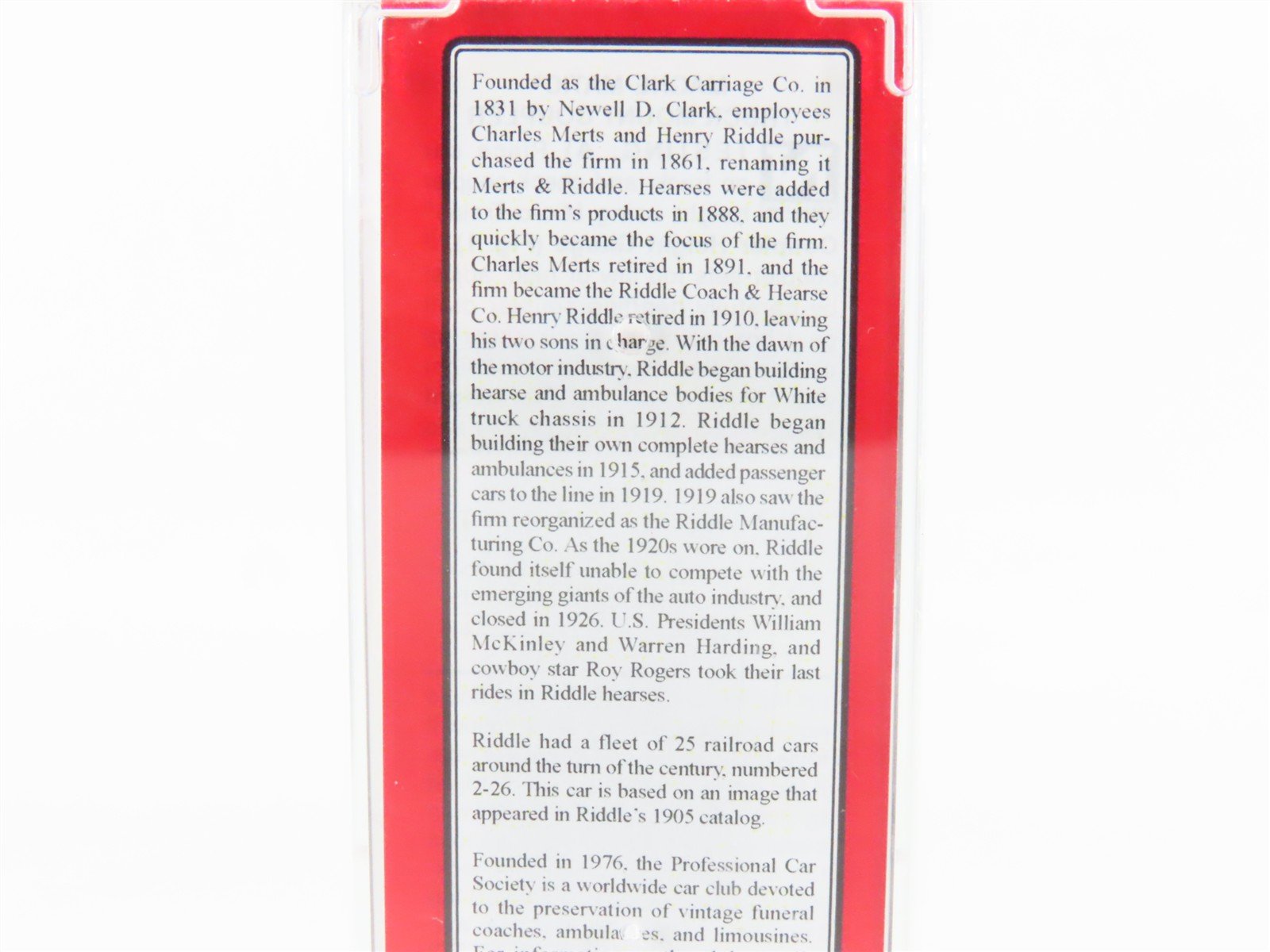 N Scale Micro-Trains MTL Special Run Riddle Coach & Hearse Co. Box Car #12