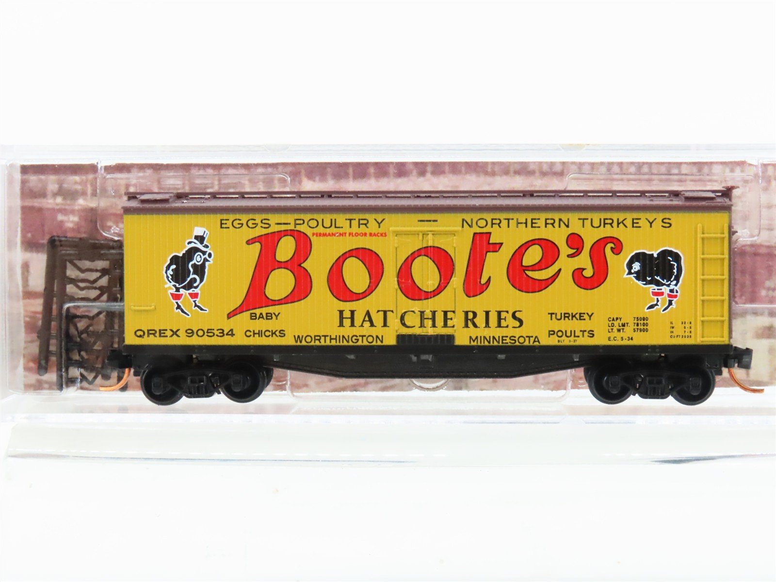 N Scale Micro-Trains MTL 04900620 QREX Boote's Hatcheries 40' Reefer #90534