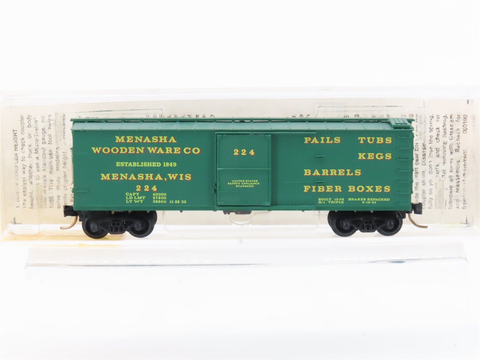N Scale Micro-Trains MTL 42040 Menasha Woodenware Co. 40' Wood Box Car #224