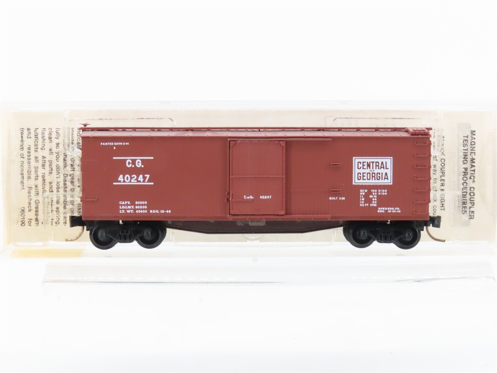 N Scale Micro-Trains MTL 39150 CG Central of Georgia 40' Wood Box Car #40247