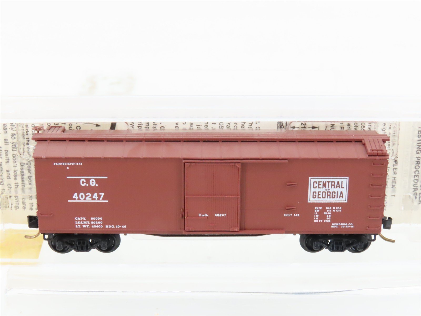 N Scale Micro-Trains MTL 39150 CG Central of Georgia 40' Wood Box Car #40247