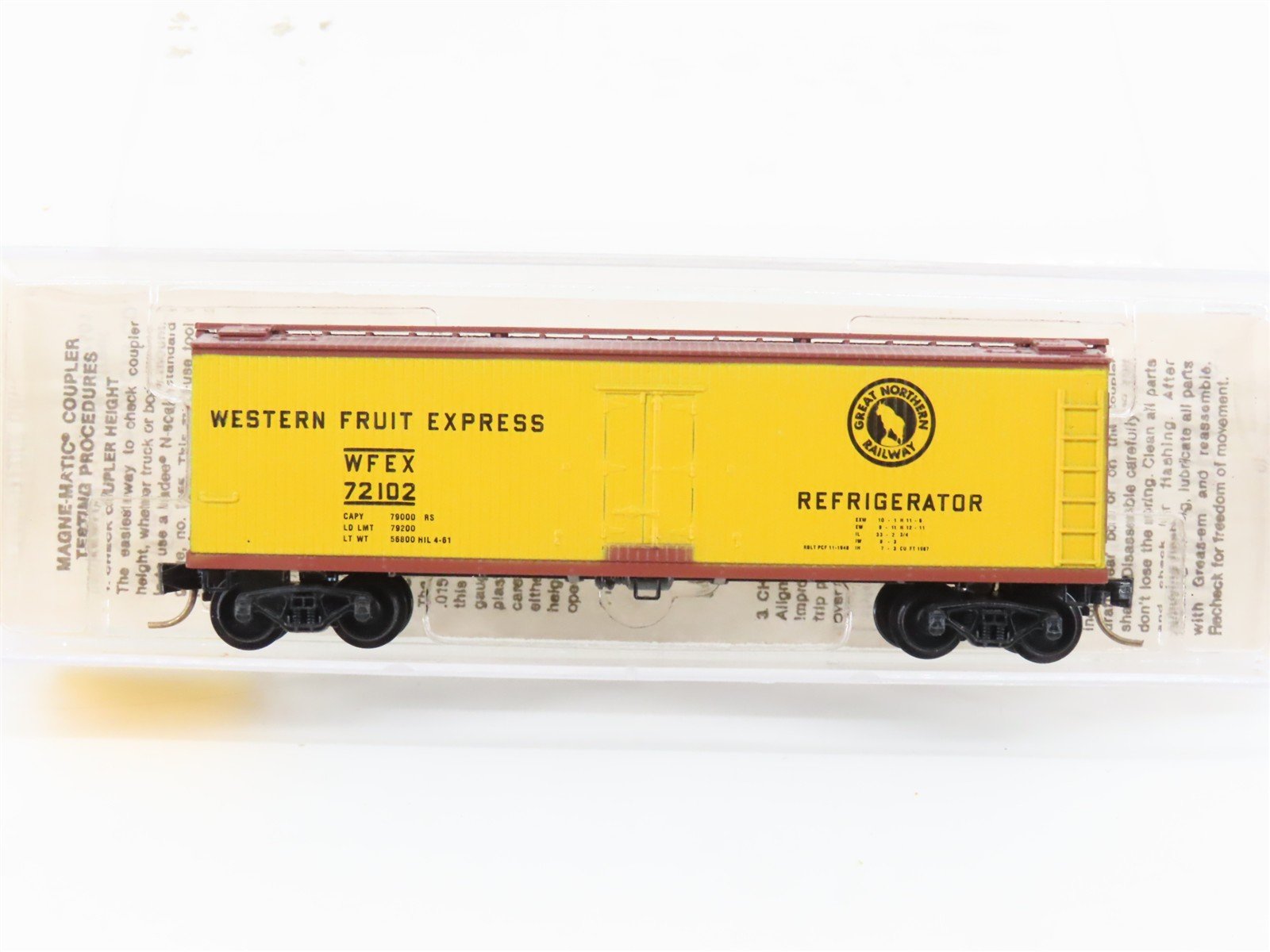 N Kadee Micro-Trains MTL 42080 WFEX GN Western Fruit Express 40' Box Car #72102