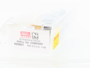 N Scale Micro-Trains MTL 65090/1 SCCX Shell Oil 39' Single Dome Tank Car #1106