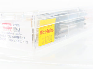 N Scale Micro-Trains MTL 65090/1 SCCX Shell Oil 39' Single Dome Tank Car #1106