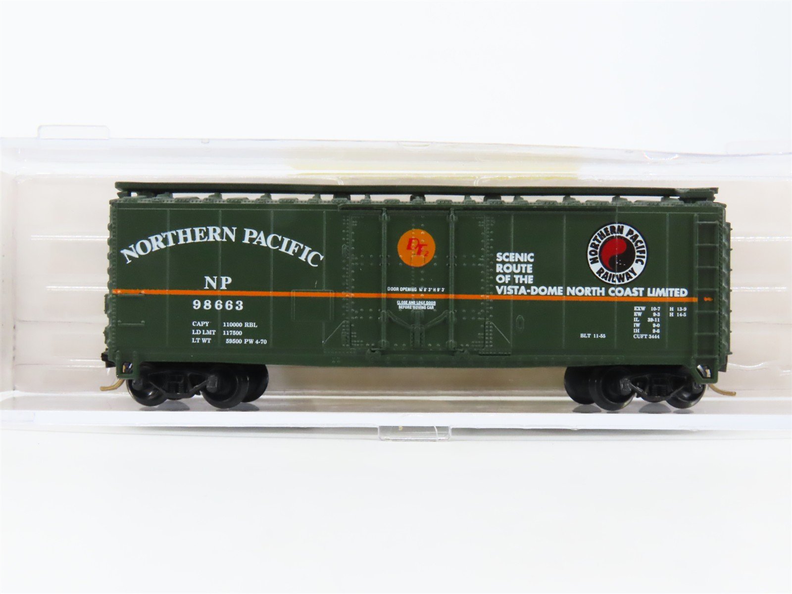 N Scale Atlas 3332 NP Northern Pacific Railroad 40' Plug Door Box Car #98663
