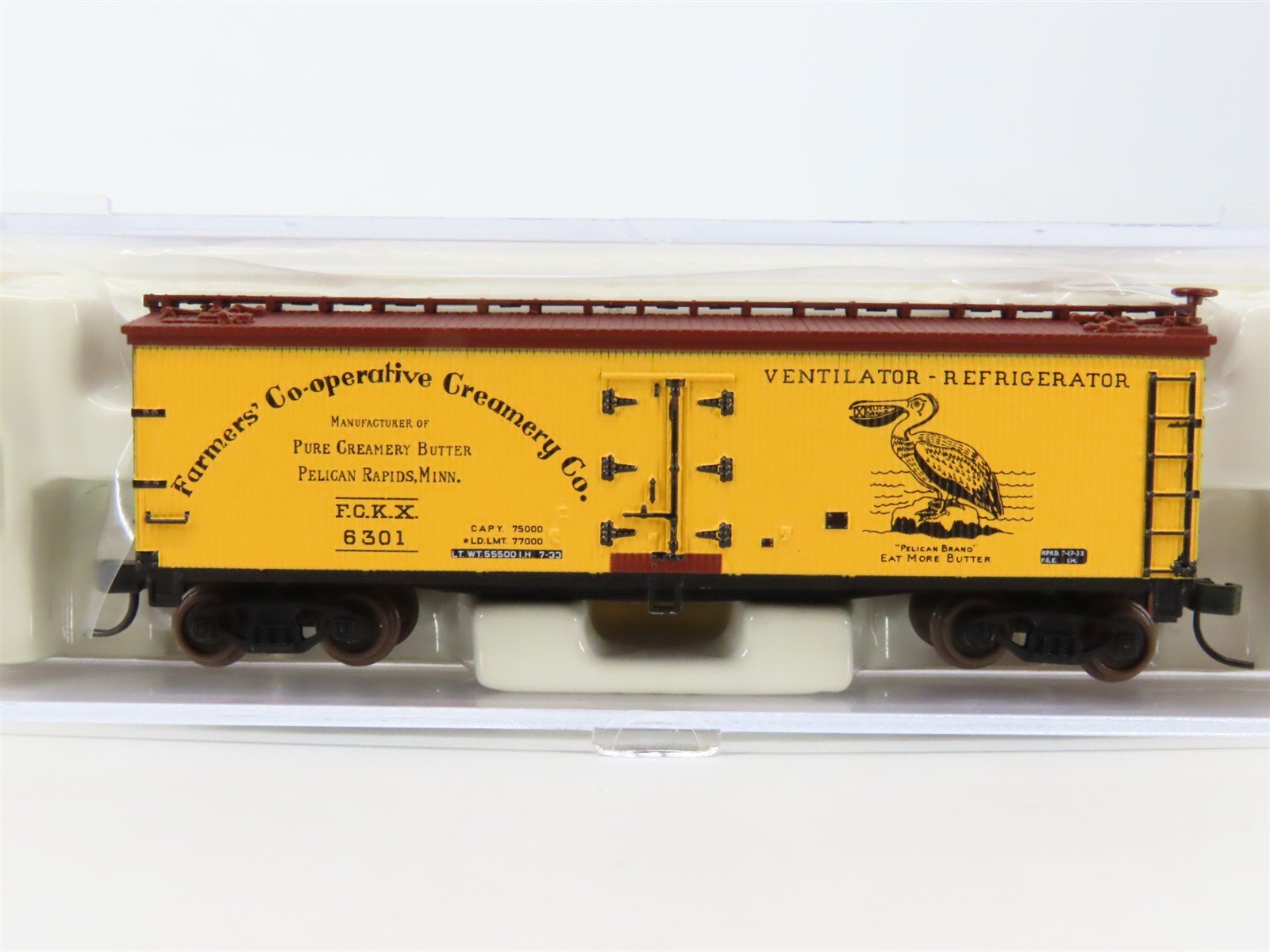 N Scale Atlas 41507 FCKX Pelican Brand 40' Reefer #6301