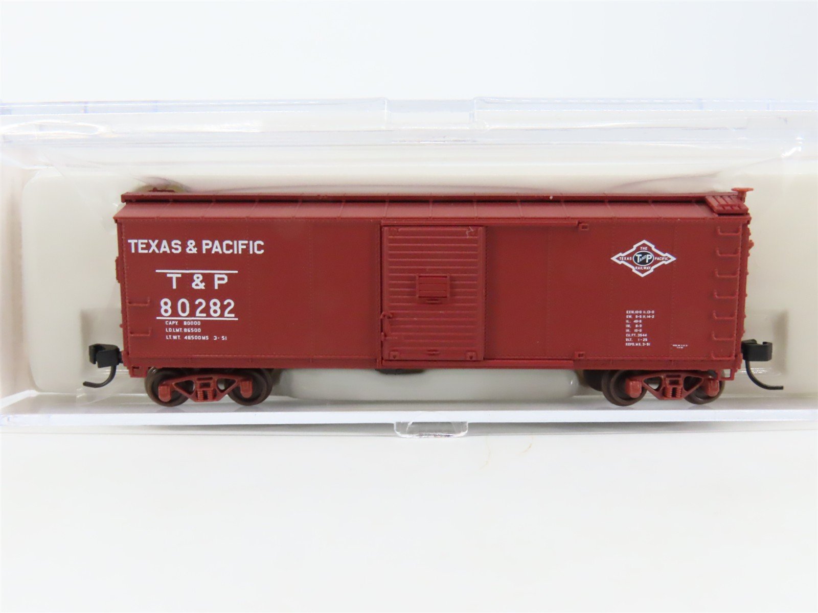 N Scale Atlas 45820 T&P Texas & Pacific Steel Single Door Box Car #80282