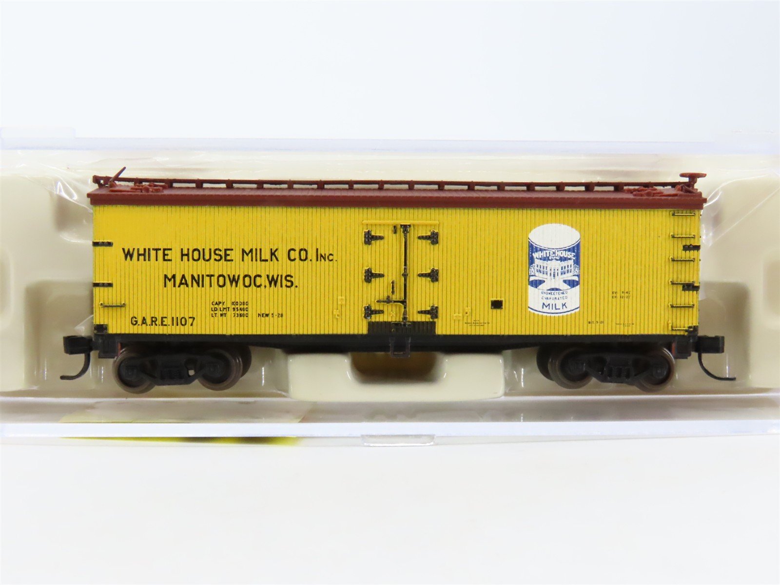 N Scale Atlas 41536 GARE White House Milk 40' Wood Reefer #1107