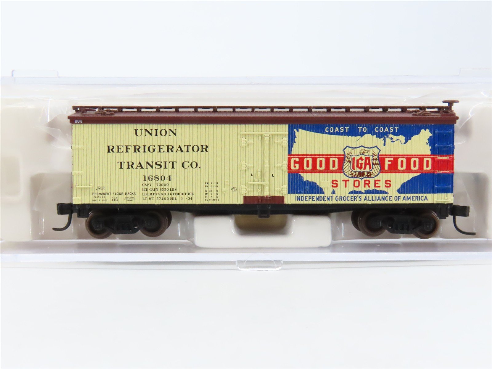 N Scale Atlas 41418 URTX IGA Food Stores 40' Woodside Reefer #16804