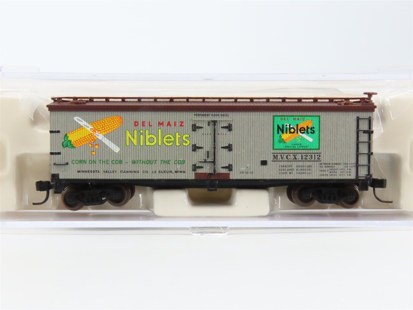 N Scale Atlas 41455 MVCX Del Maiz Niblets 40' Woodside Reefer #12312