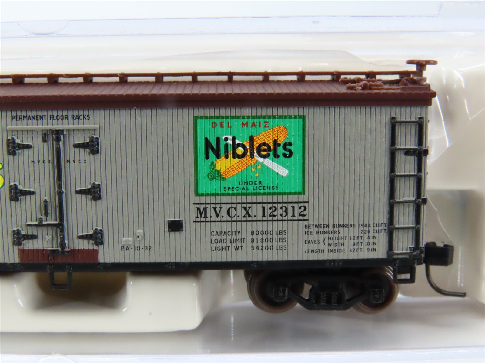 N Scale Atlas 41455 MVCX Del Maiz Niblets 40' Woodside Reefer #12312