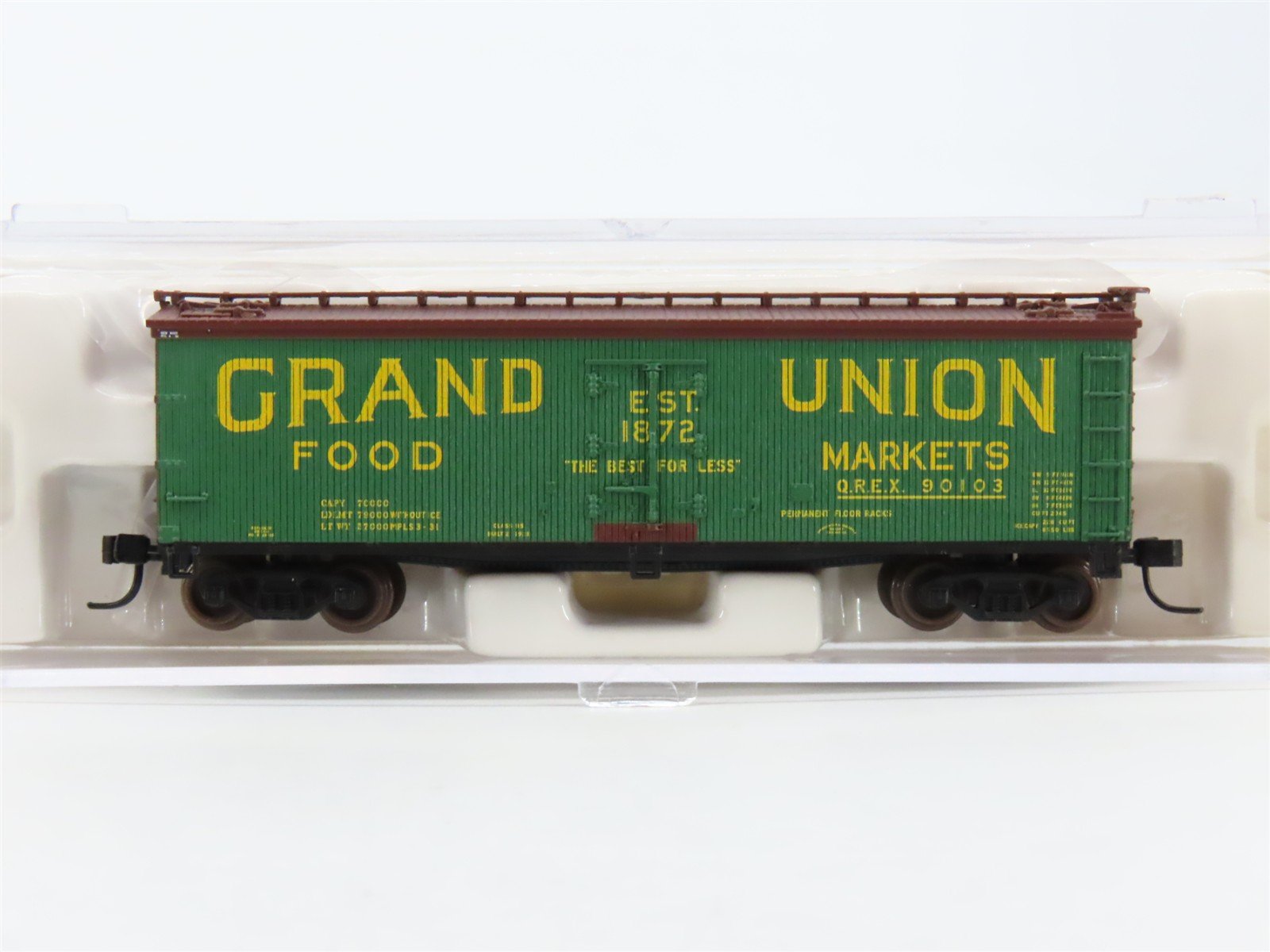 N Scale Atlas 41407 QREX Grand Union Food Markets 40' Woodside Reefer #90103