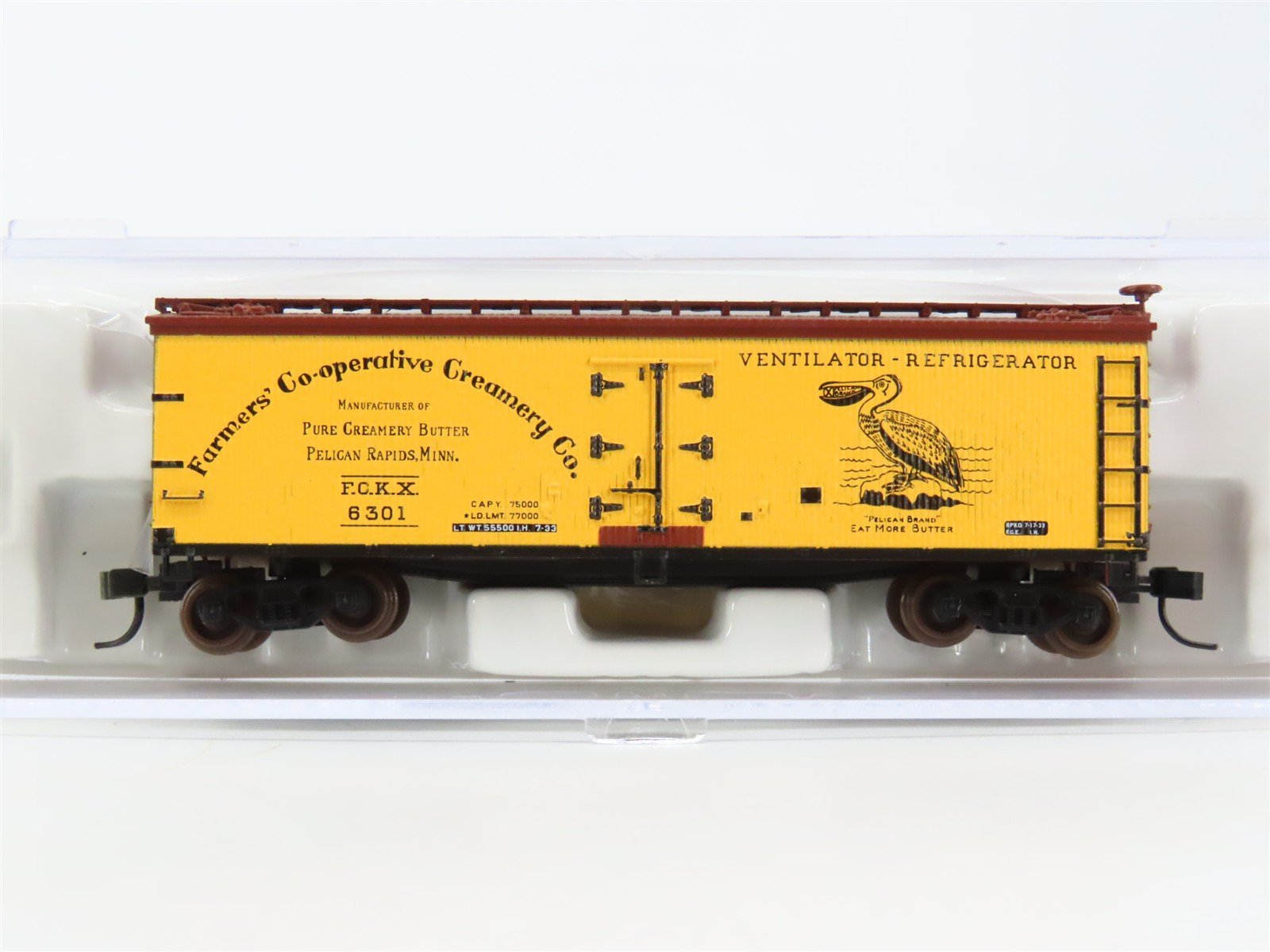 N Scale Atlas 41507 FCKX Pelican Brand Farmer's Co-op 40' Reefer #6301