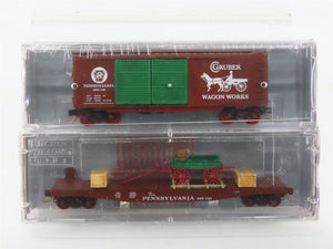 N Scale Micro-Trains MTL NSE 11-06 PRR Gruber Box Car & Flat Car 2-Pack Sealed