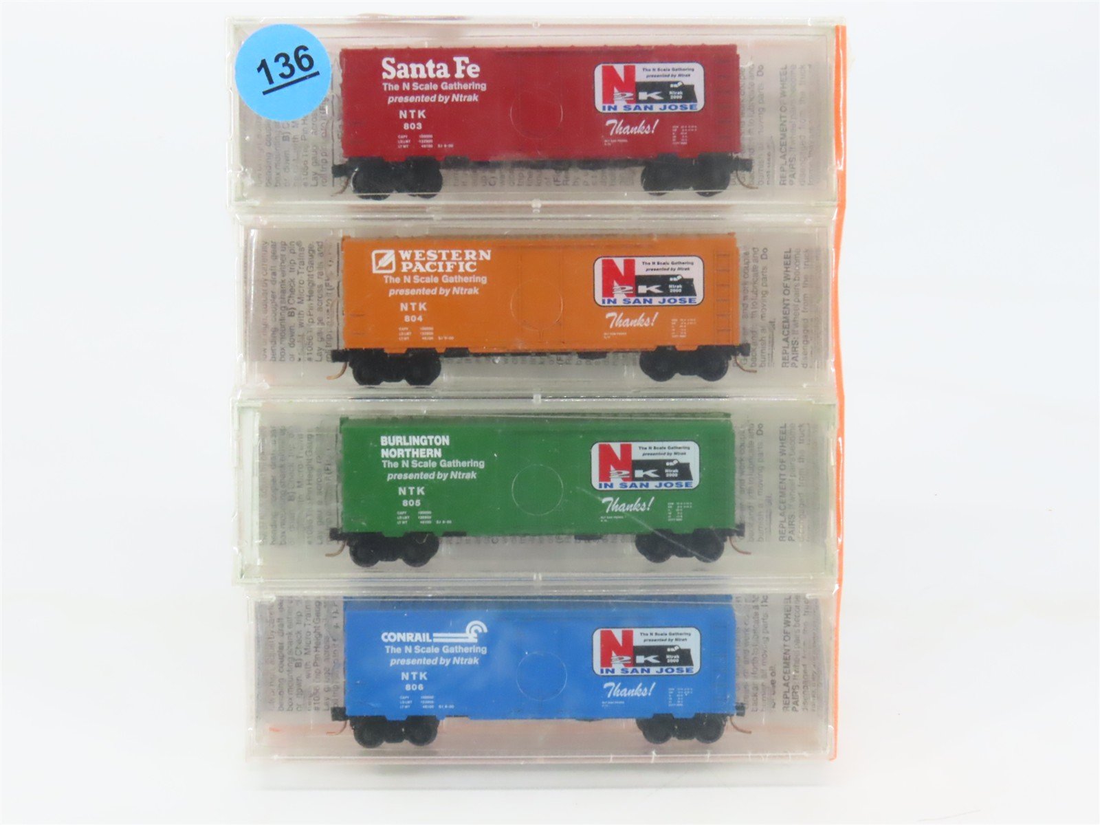 N Micro-Trains MTL Ntrak West Convention N2K In San Jose Box Cars 4-Pack Sealed