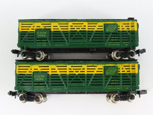 LOT of 2 N Scale Bachmann 53-1015-31 CNW Chicago Northwestern Stock Cars #14311