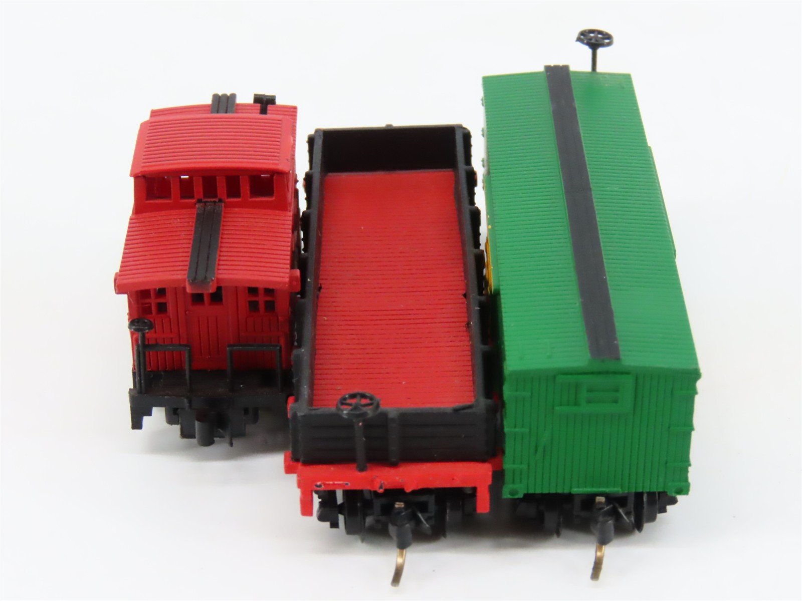 LOT of 3 N Bachmann Old Timers CPRR Central Pacific Caboose, Box Car, & Gondola