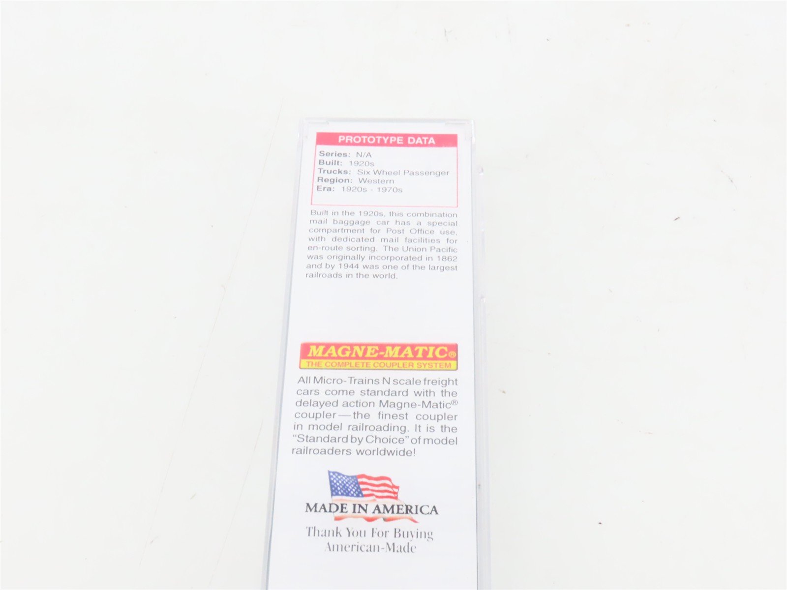 N Micro-Trains MTL 14800060 UP Union Pacific 70' HW Baggage Passenger Car #2267