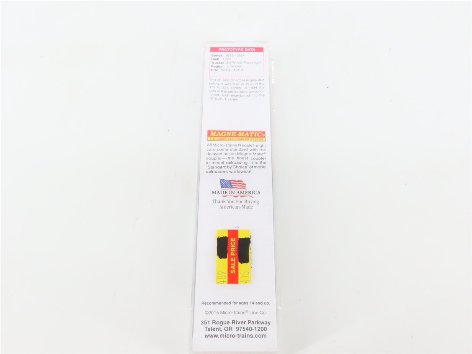 N Scale Micro-Trains MTL 14600060 UP Union Pacific HW Diner Passenger Car #3623