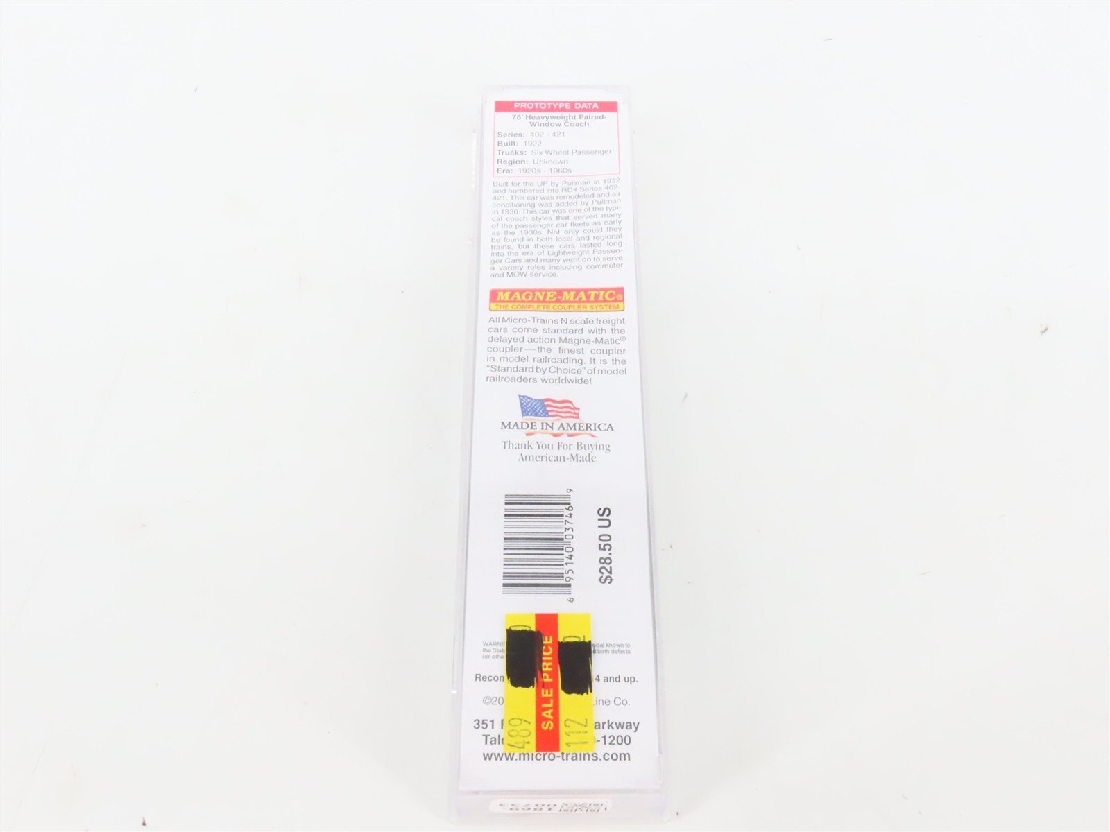 N Scale Micro-Trains MTL 14500060 UP Union Pacific Coach Passenger Car #417
