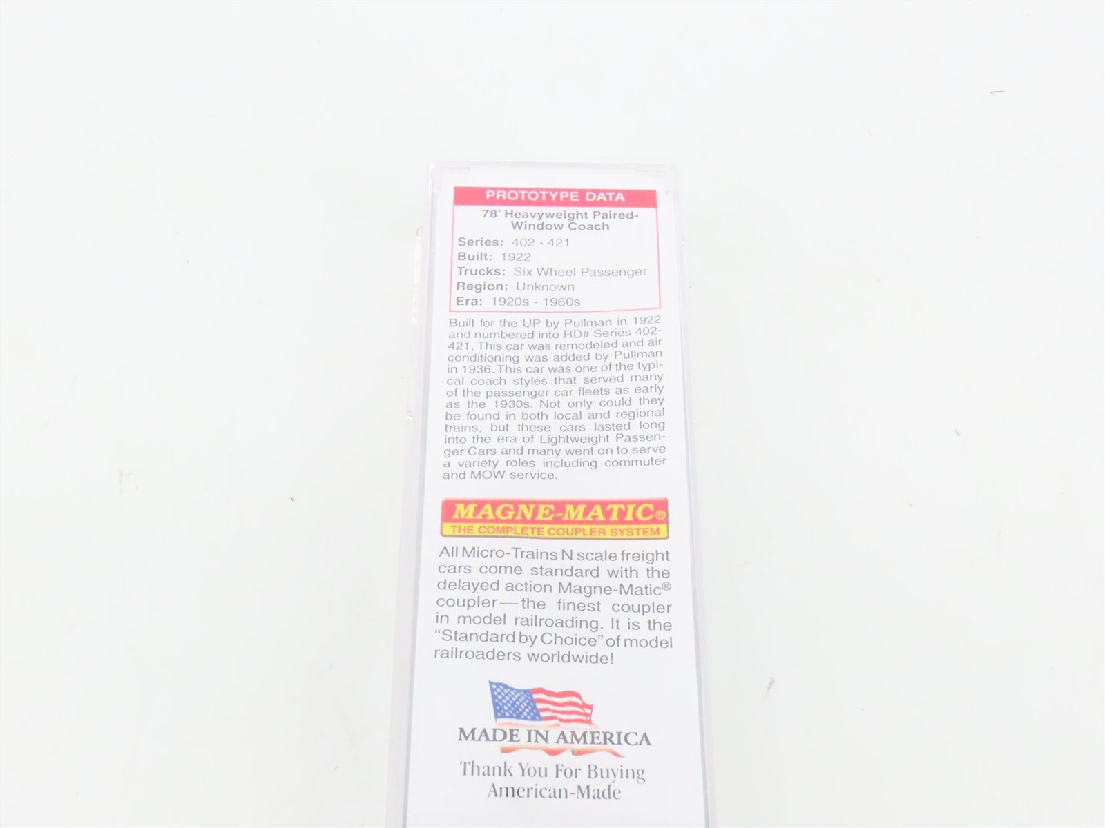 N Scale Micro-Trains MTL 14500060 UP Union Pacific Coach Passenger Car #417