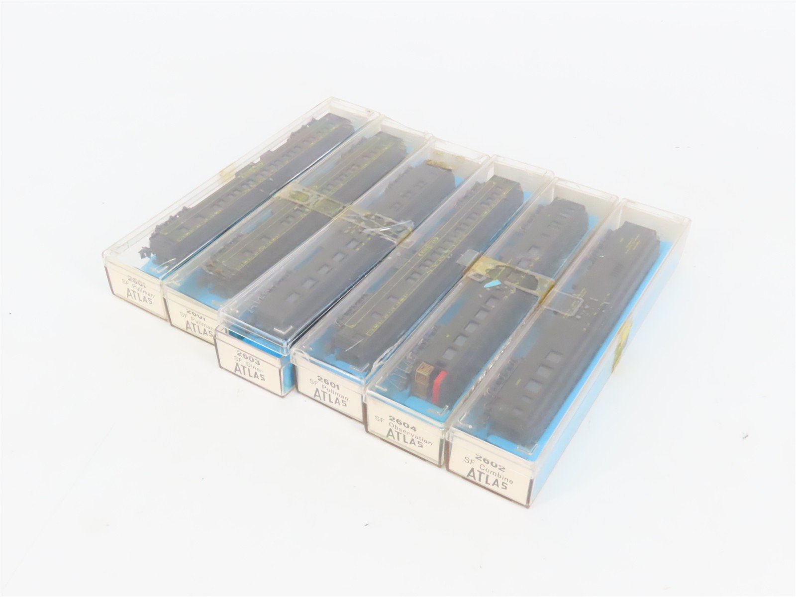 LOT of 6 N Scale Atlas ATSF Santa Fe Coach/Obs/Baggage Passenger Cars