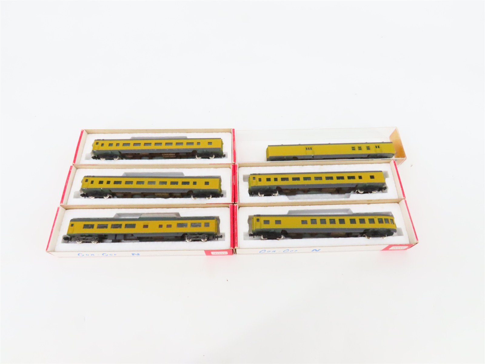 LOT of 6 N Scale Con-Cor UP Painted Scheme Obs/Coach/Baggage Passenger Cars