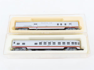 LOT of 9 N Scale Con-Cor ATSF Santa Fe Baggage/Dome/Obs/Coach Passenger Cars