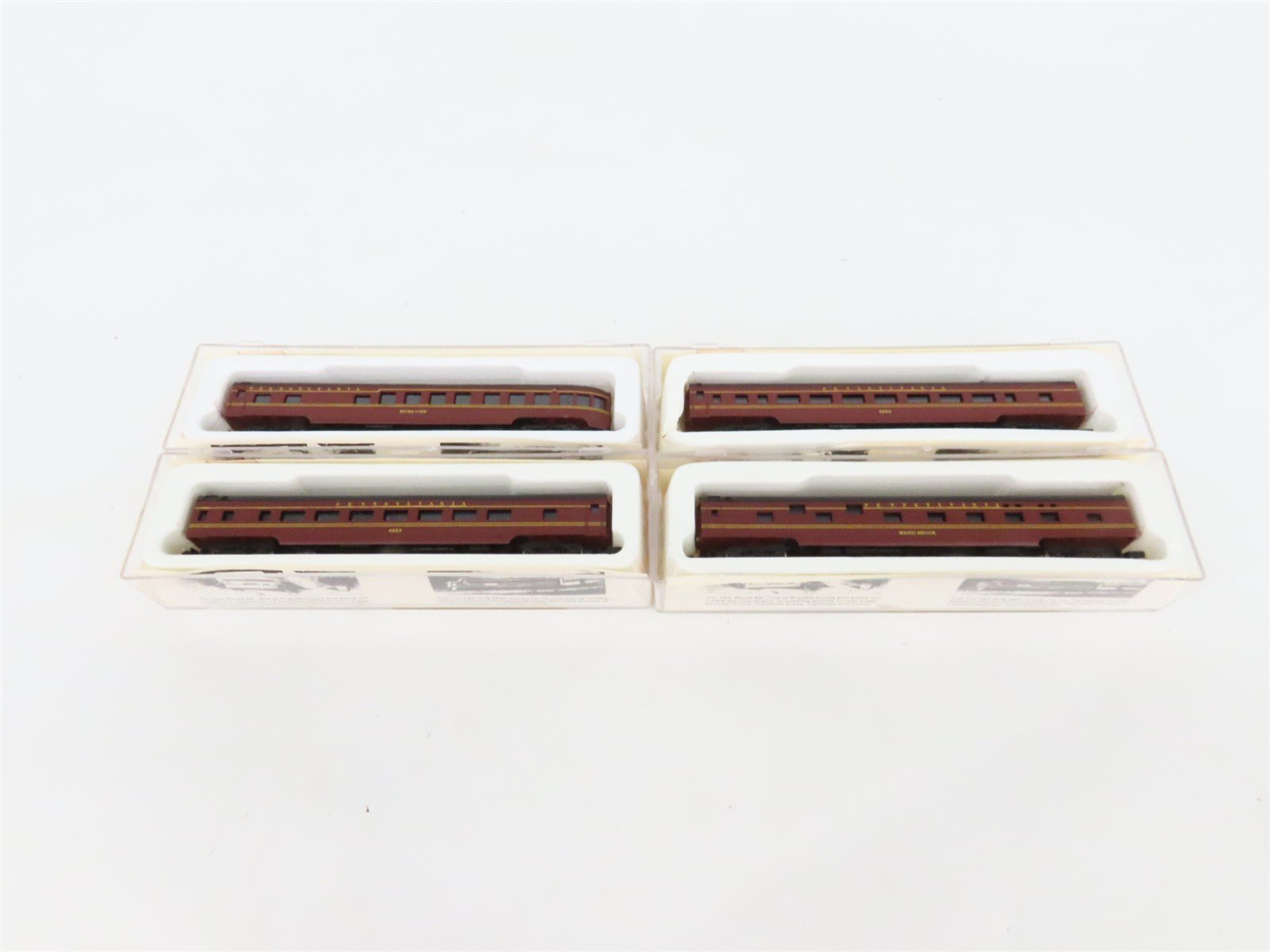 LOT of 4 N Scale Con-Cor PRR Pennsylvania Coach/Obs/Sleeper Passenger Cars