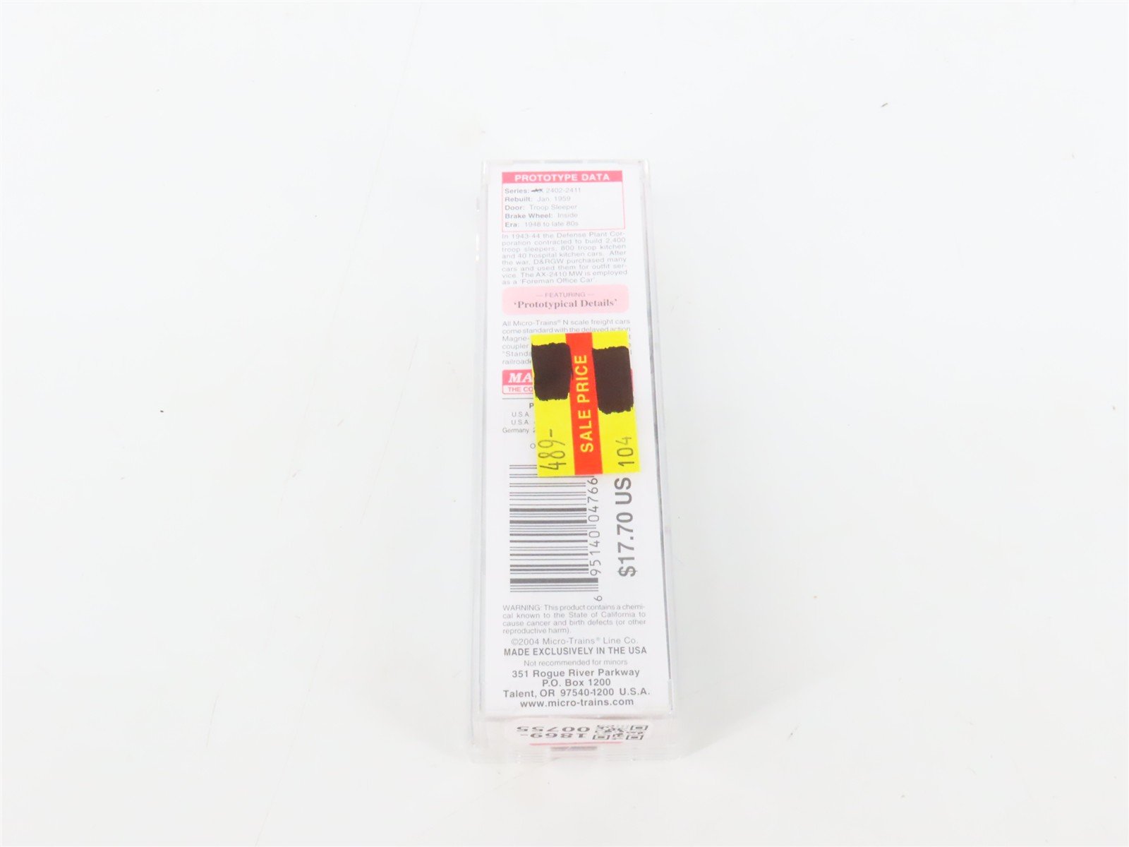 N Scale Micro-Trains MTL 116020.1 DRGW Troop Sleeper Passenger Car #AX-2410MW