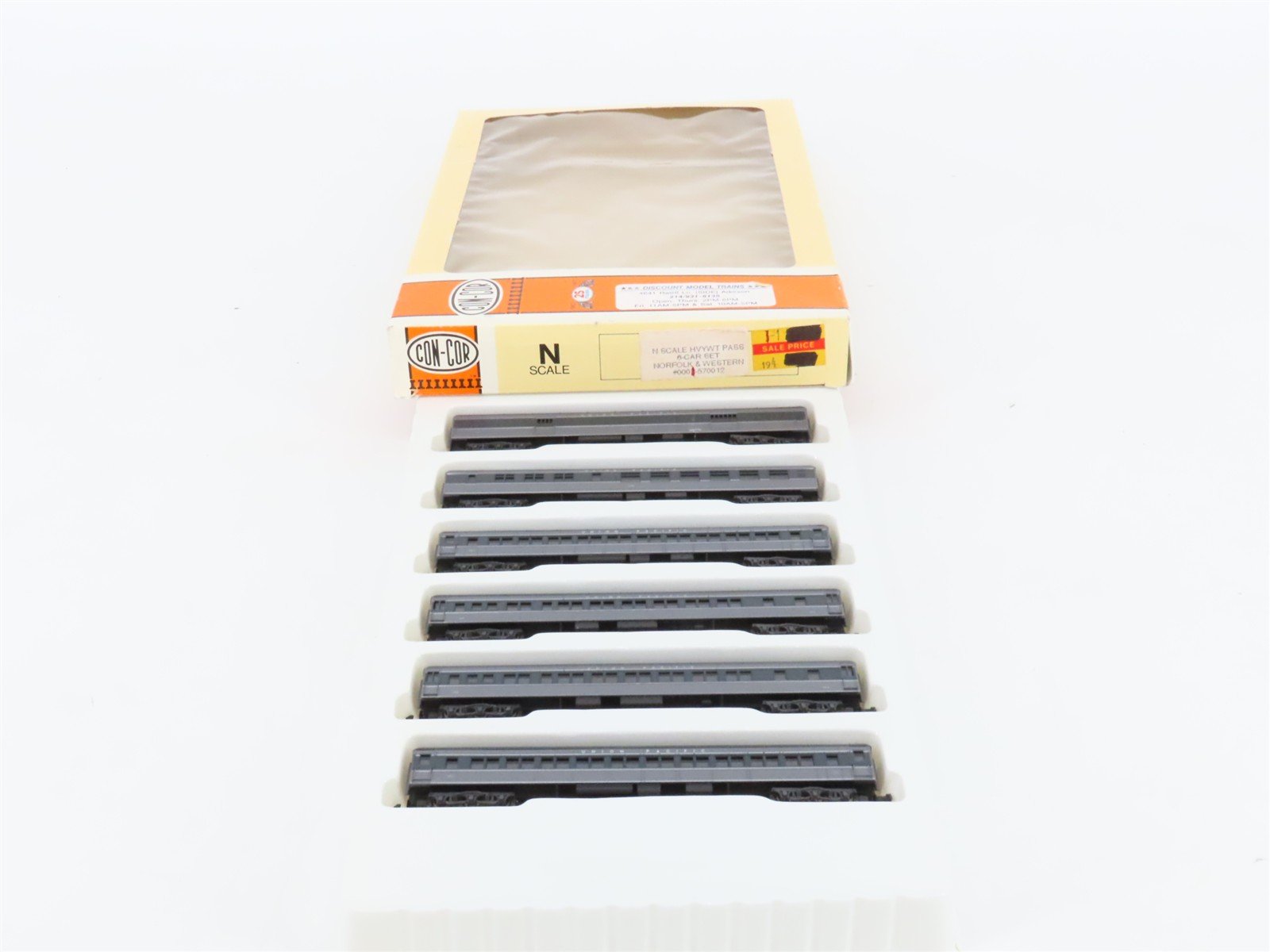 N Scale Con-Cor UP Union Pacific Hvywt Coach/Baggage Passenger 6-Car Set