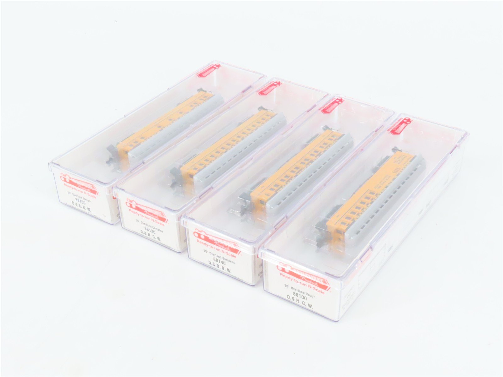 N Scale Roundhouse 89414 DRGW Rio Grande 50' Overland Passenger 4-Car Set