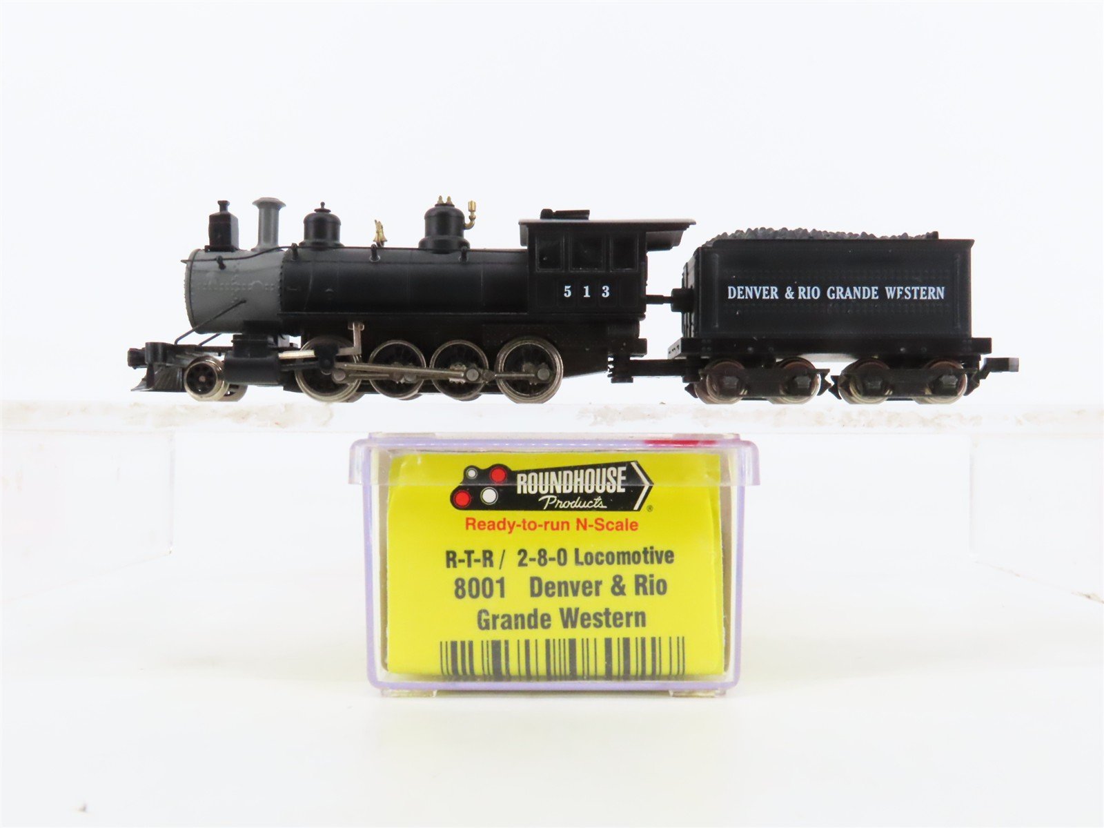N Scale Roundhouse 8001 DRGW Rio Grande 2-8-0 Steam Locomotive #513