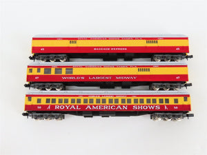 N Scale Con-Cor 0001-008513 Royal American Shows Steam Passenger Set