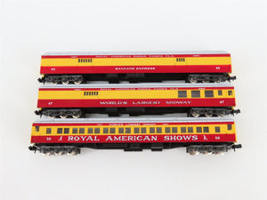 N Scale Con-Cor 0001-008513 Royal American Shows Steam Passenger Set
