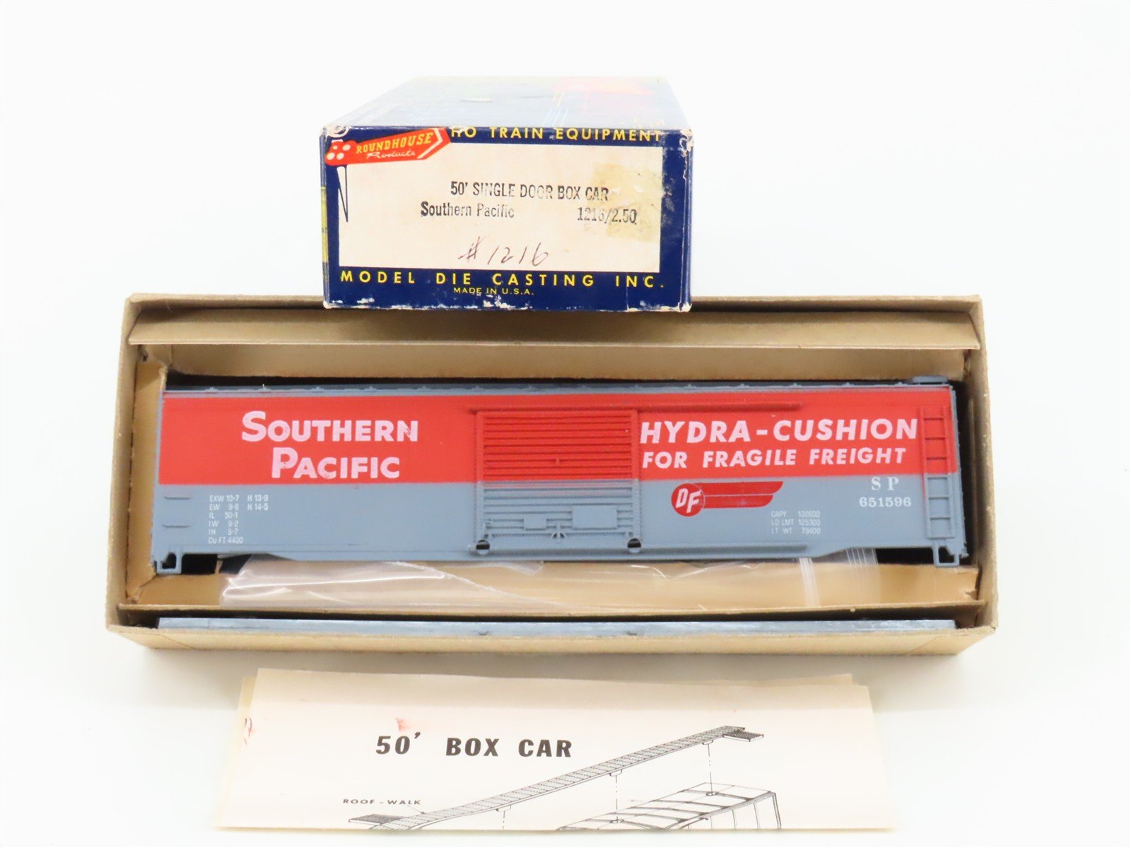 HO Scale Roundhouse Kit 1216 SP Southern Pacific 50' Box Car #651596